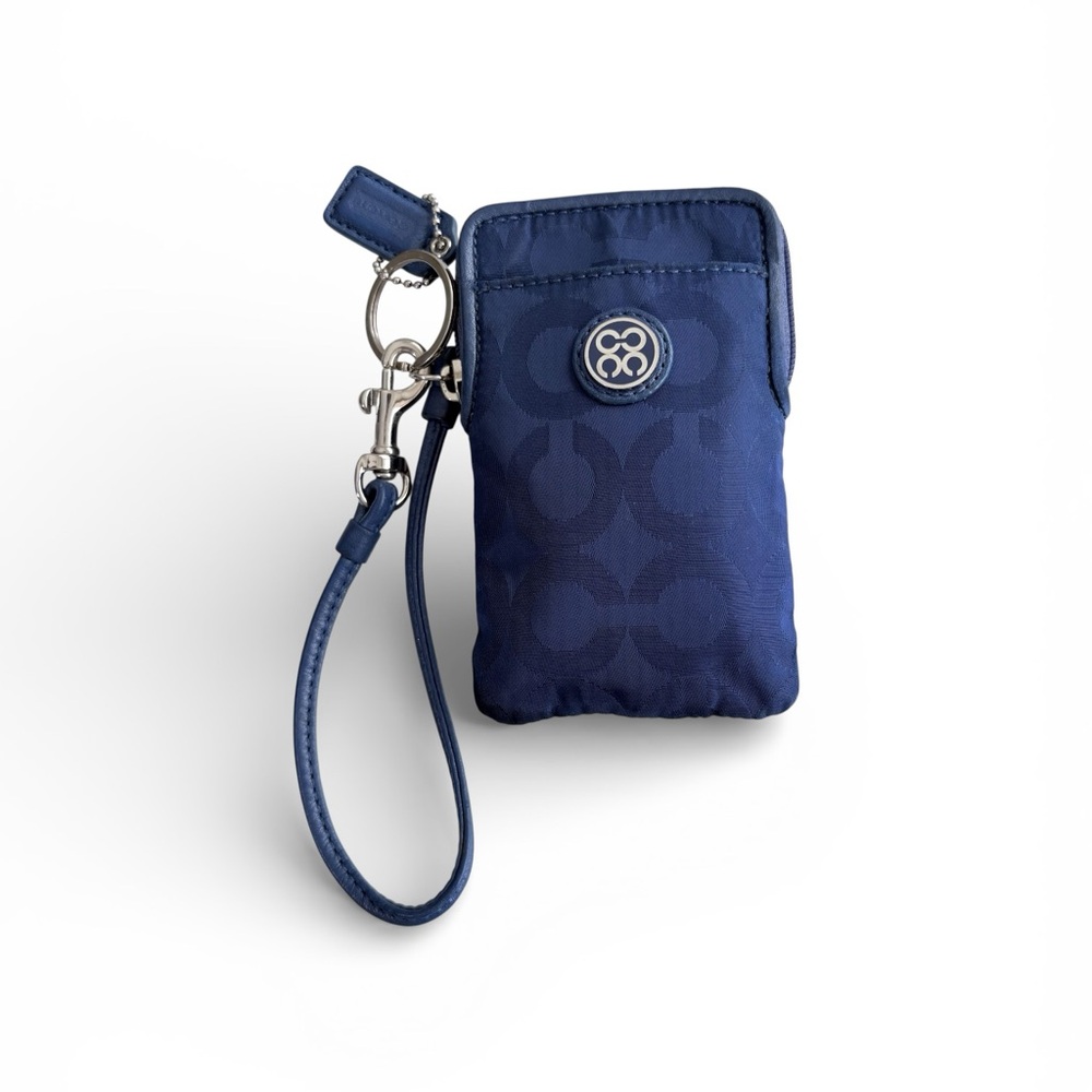 Coach Creditcard Holder Blue Wristlet Pouch with Strap Sz S